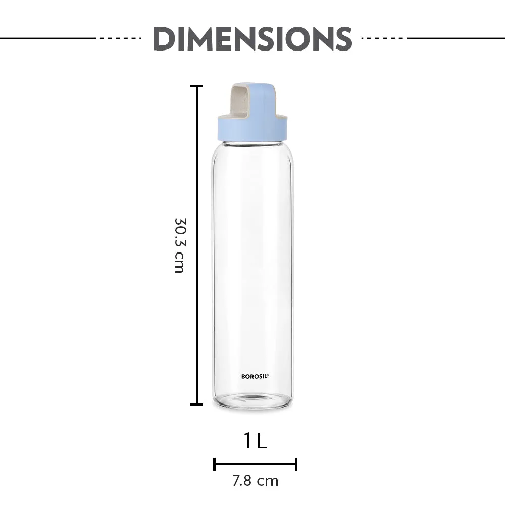 Neo Borosilicate Glass Bottle - Blue Lid