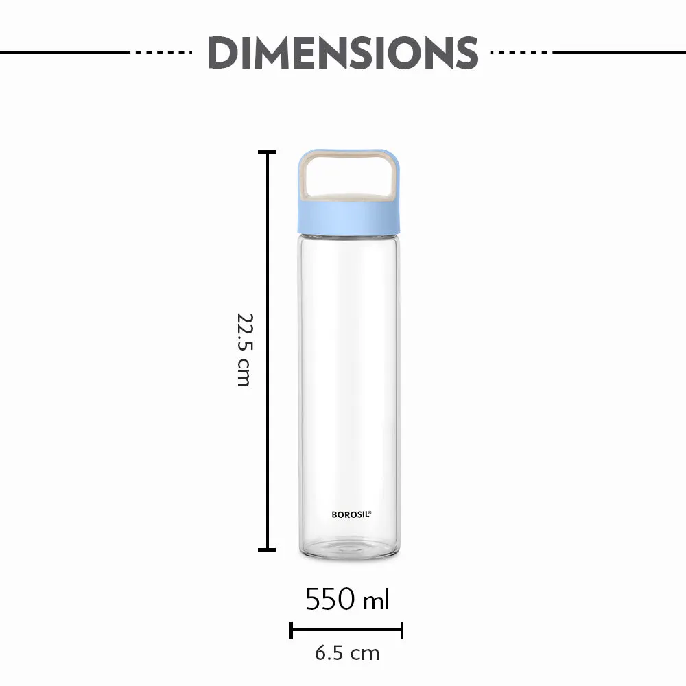 Neo Borosilicate Glass Bottle - Blue Lid