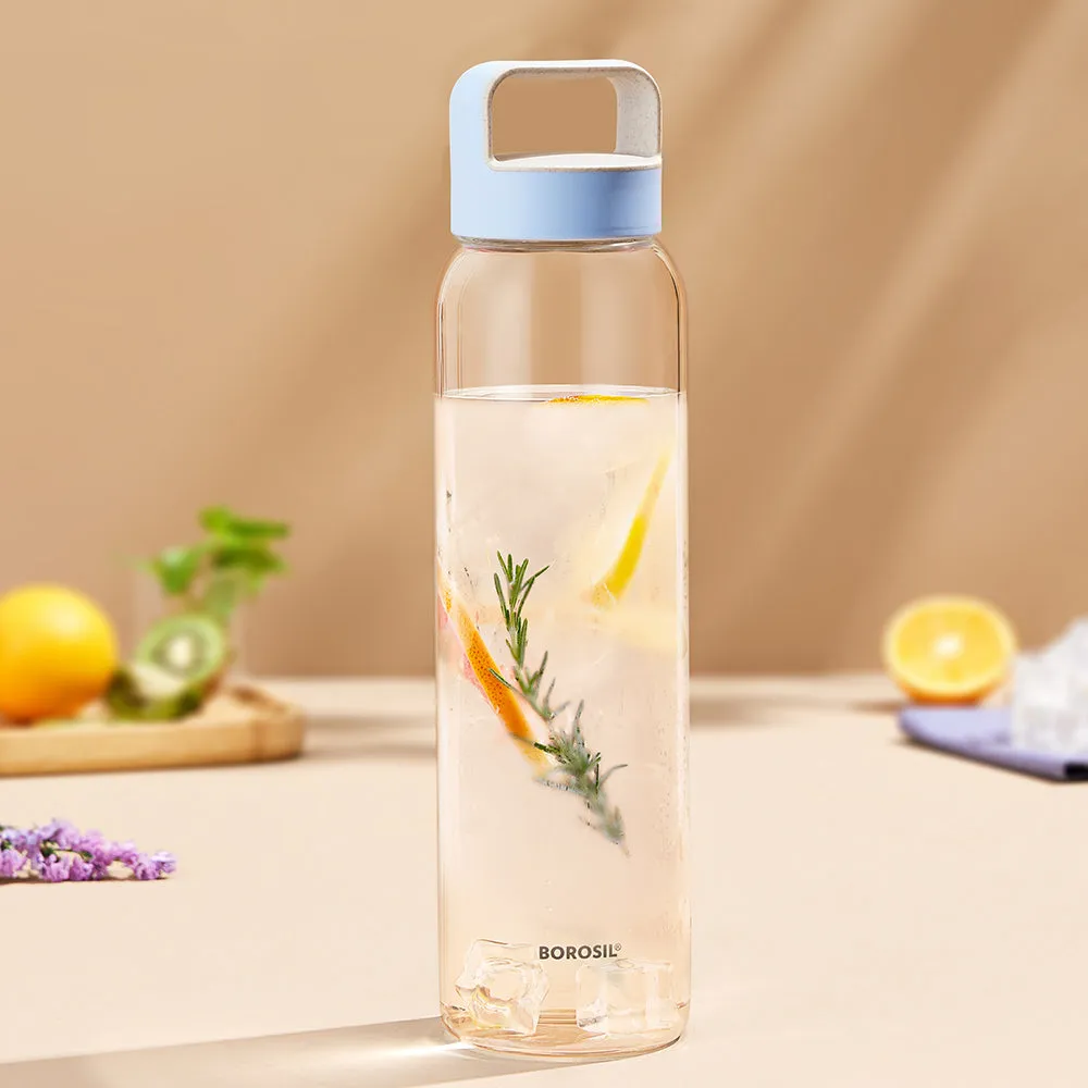 Neo Borosilicate Glass Bottle - Blue Lid