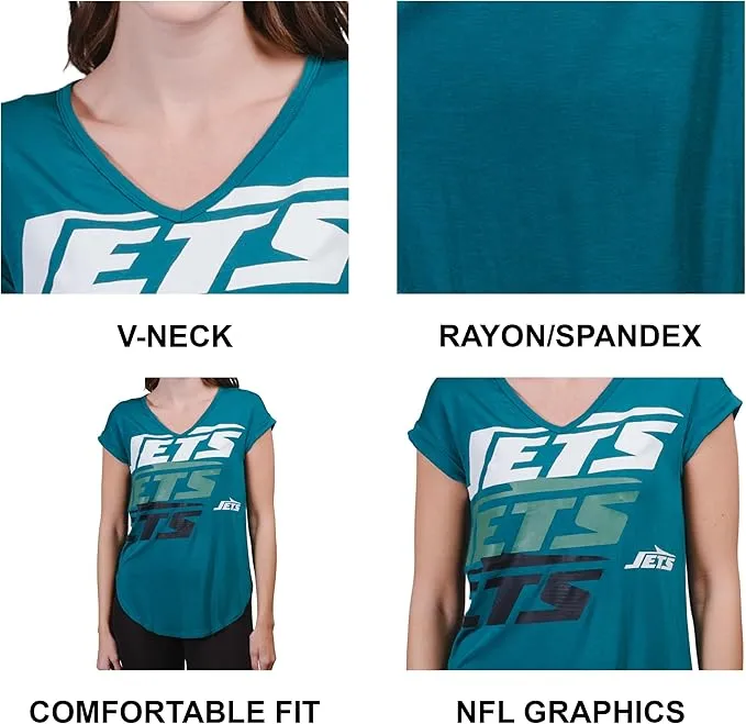 NFL Official Womens Super Soft Modal Vintage V-Neck T-Shirt|Detroit Lions