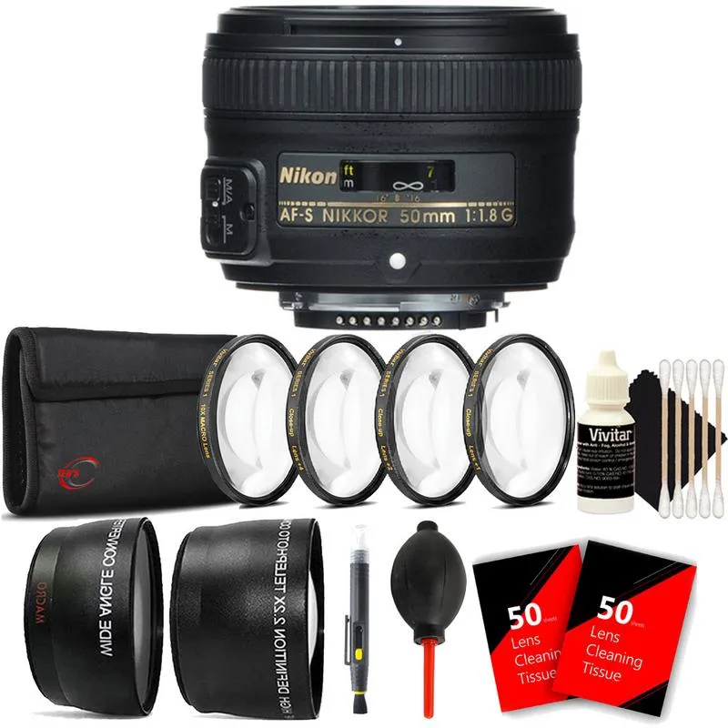 Nikon AF-S NIKKOR 50mm f/1.8G Lens with Accessory Kit For Nikon DSLR Cameras with Ultimate Accessory Kit