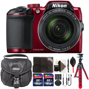 Nikon COOLPIX B500 16MP Digital Camera (Red) with Accessory Kit