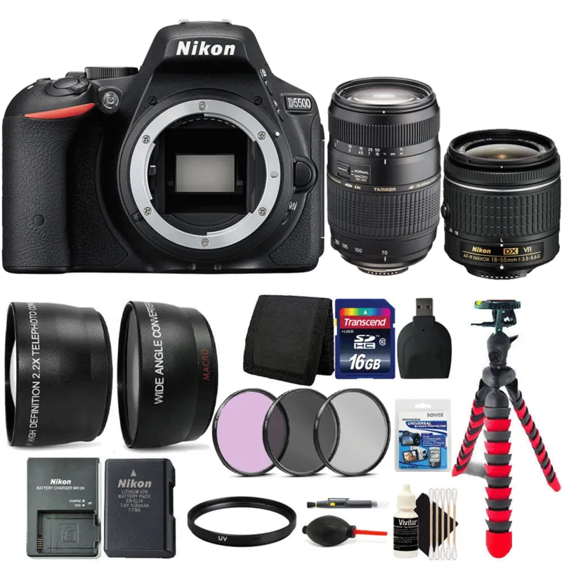 Nikon D5500 24.2MP DSLR Camera with 18-55mm Lens, 70-300mm Lens and Deluxe Bundle