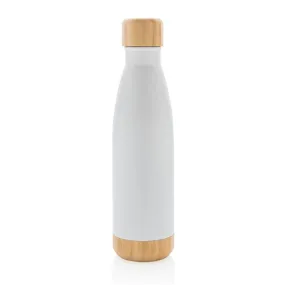 ODESSA - Giftology Double Wall Stainless Bottle with Bamboo Lid and Base - White