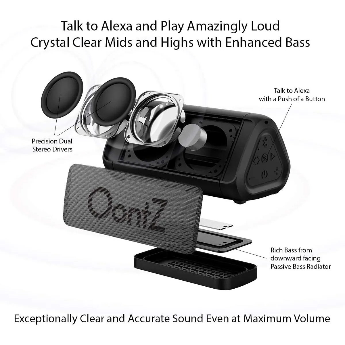 Oontz Upgraded Angle 3 Bluetooth Speaker 100 Foot Range