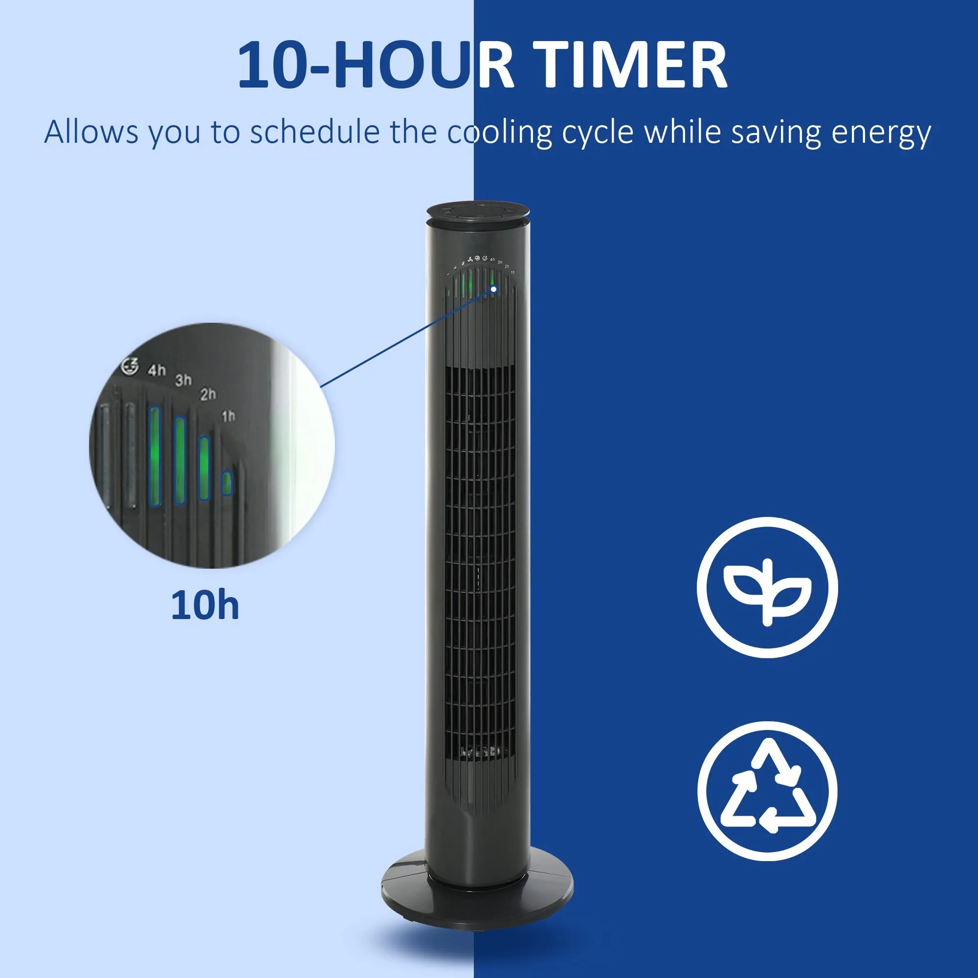 Oscillating Three Speed Tower Fan With Timer Grey