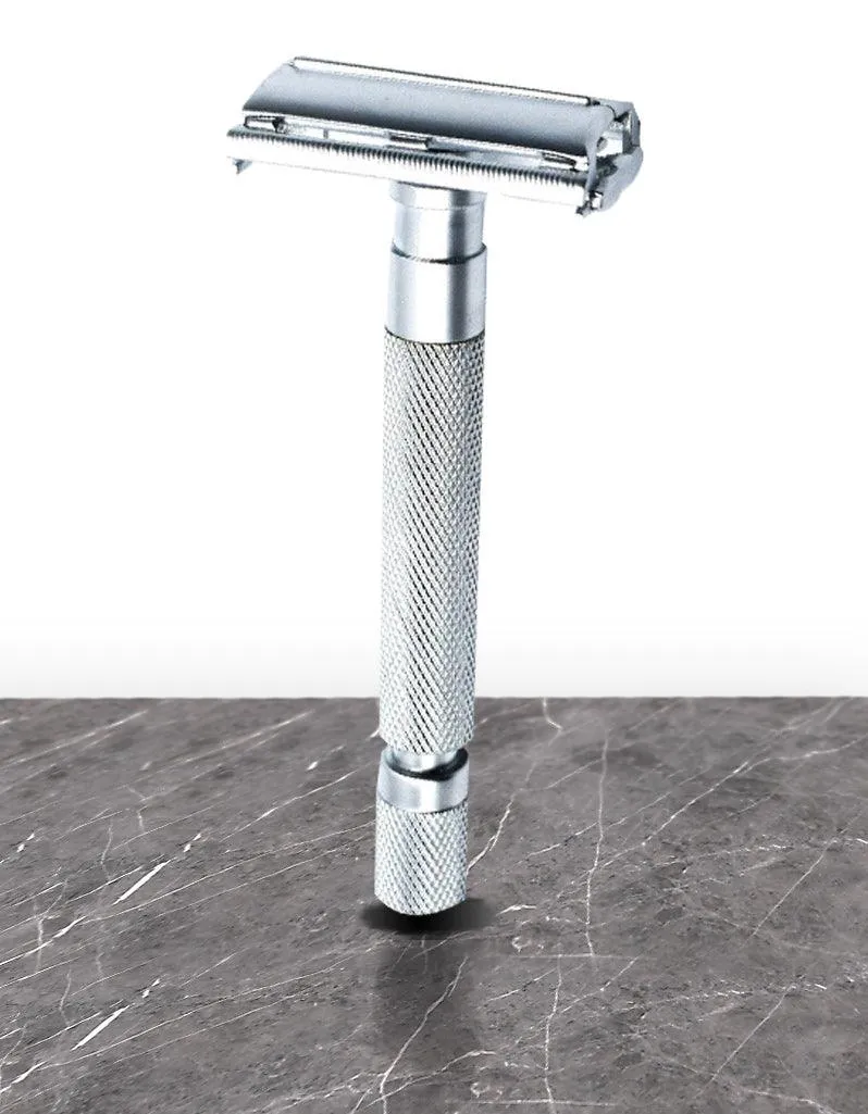 Parker Butterfly Open Long Handle Safety Razor 74R - Satin Chrome