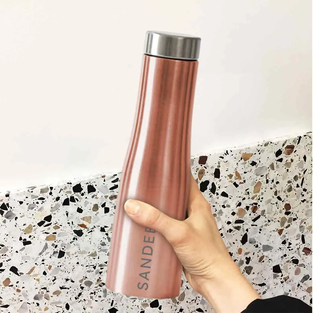 Personalised Steel Water Bottle for Home Office Cafes Restaurants-Rose Gold 750ml