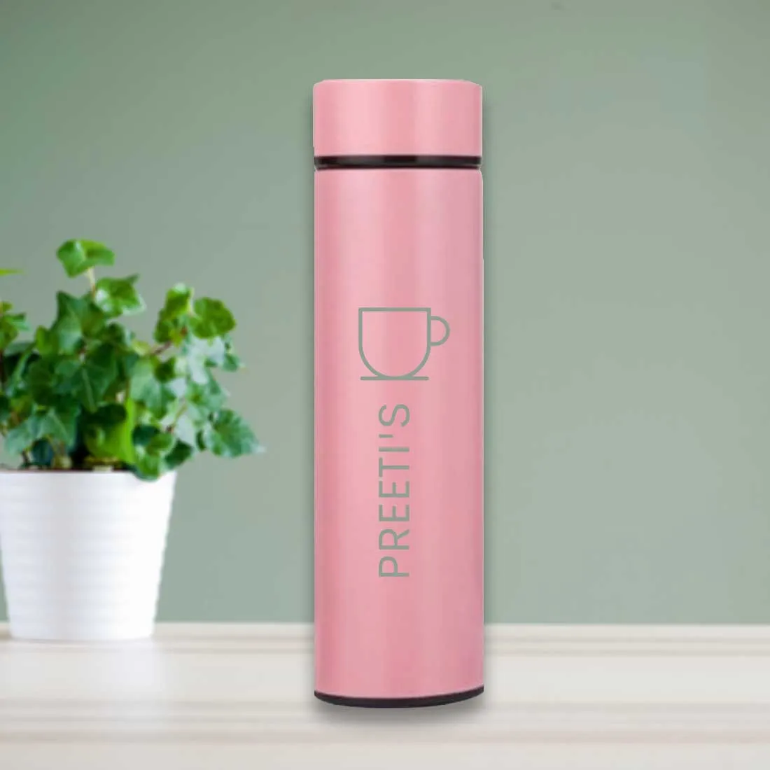 Personalised Thermos Bottle for Coffee With Temperature Display Engraved Name -Tea Cup