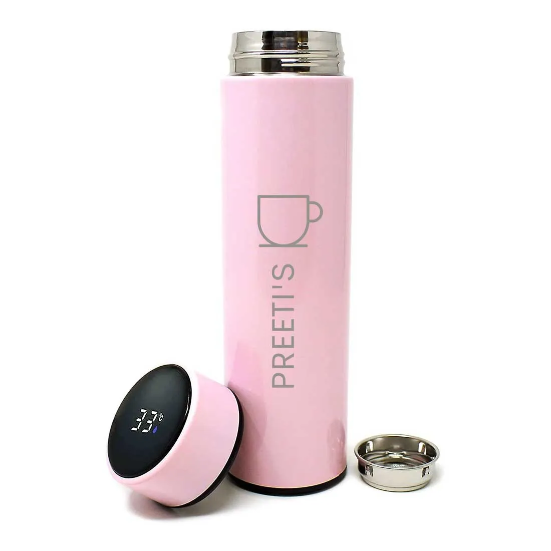 Personalised Thermos Bottle for Coffee With Temperature Display Engraved Name -Tea Cup