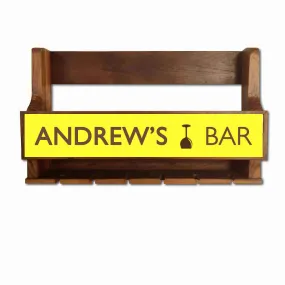 Personalized Wine Bottle Rack Glass Holder Wall Mounted Mini-Bar