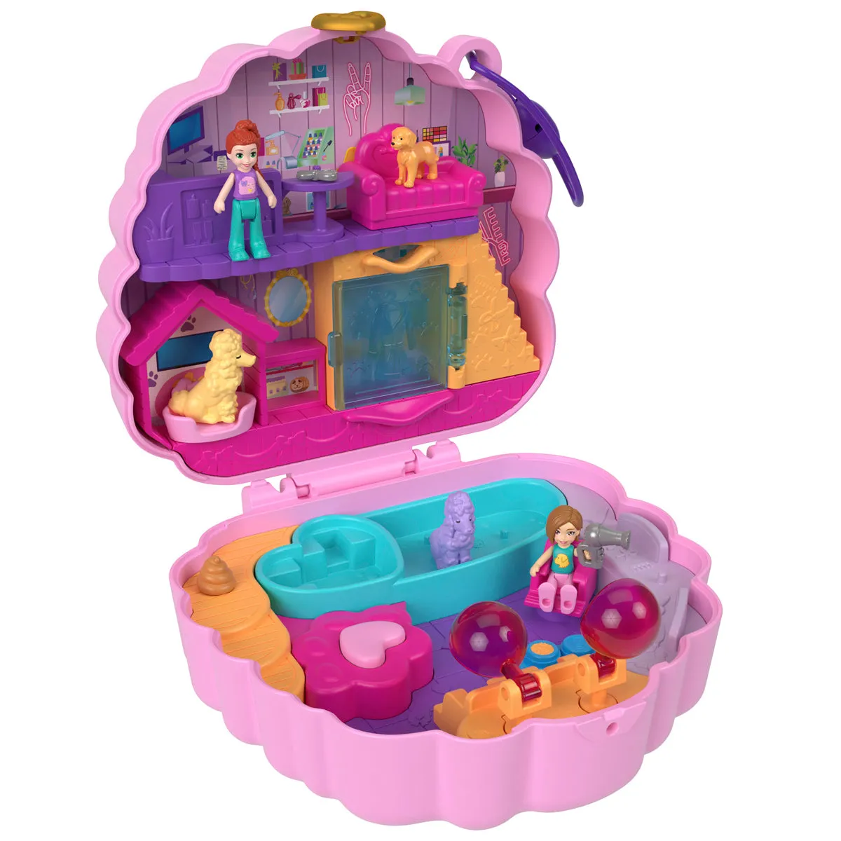 Polly Pocket Groom & Glam Poodle Compact Playset