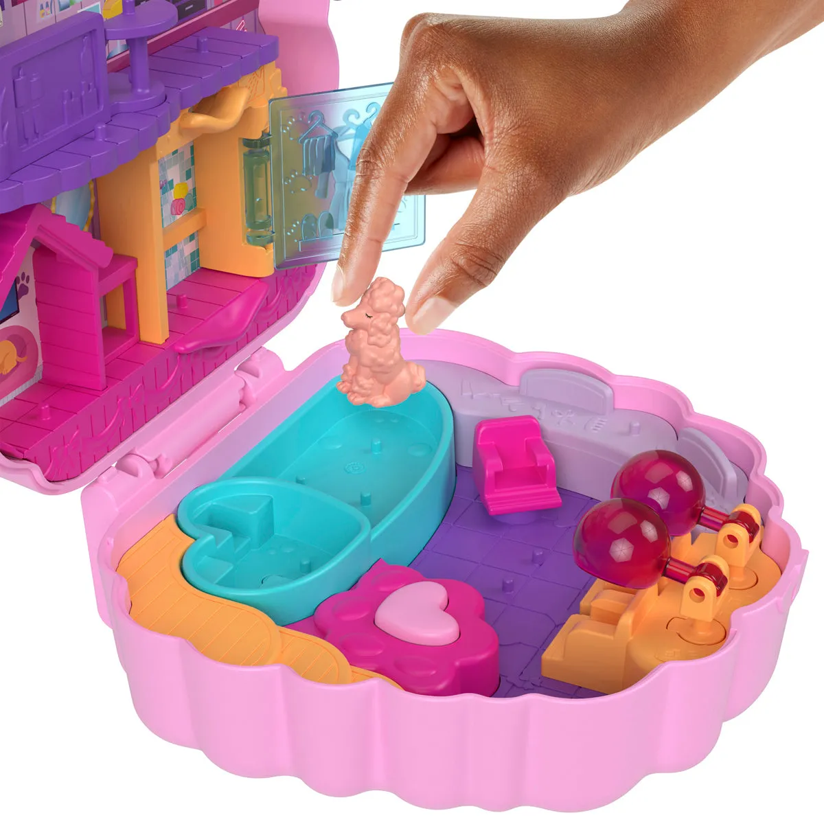 Polly Pocket Groom & Glam Poodle Compact Playset