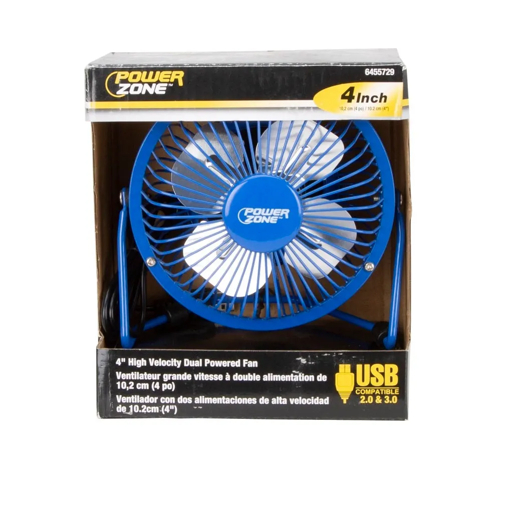 PowerZone FE-20 Personal Mini Fan, Assorted Colors, 4"