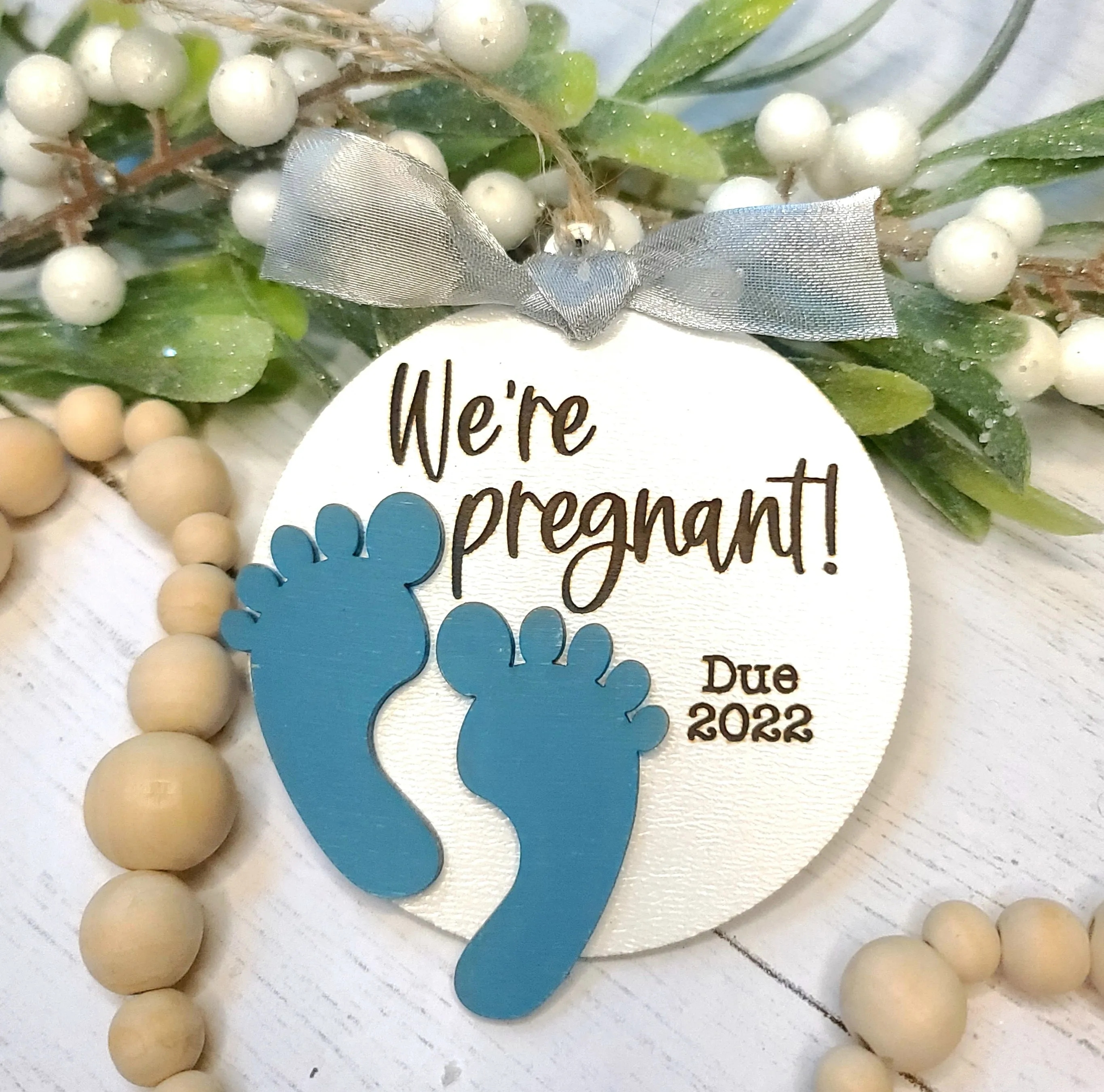 Pregnancy Announcement Baby Feet Christmas Ornament | Laser Cut SVG Bundle