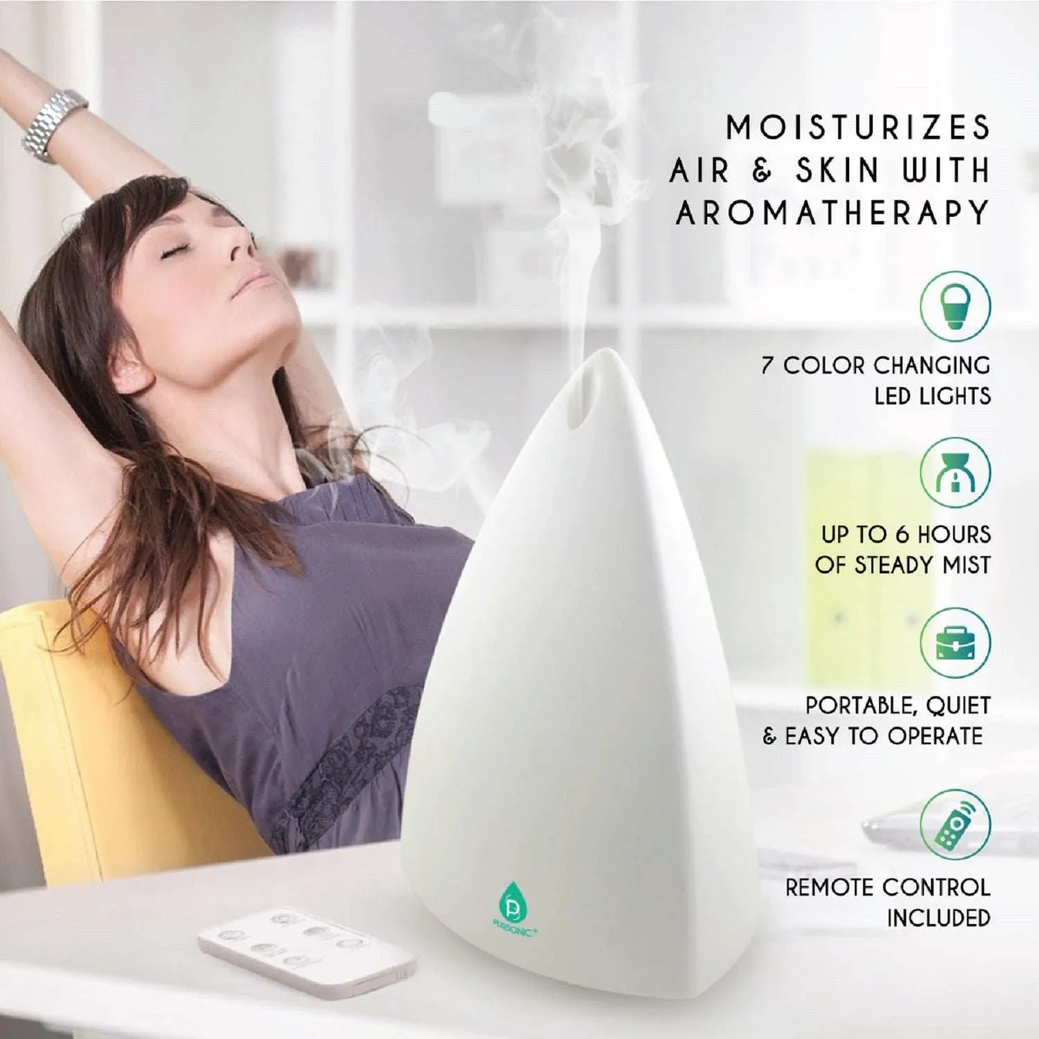 Pursonic Aromatherapy Diffuser with Remote