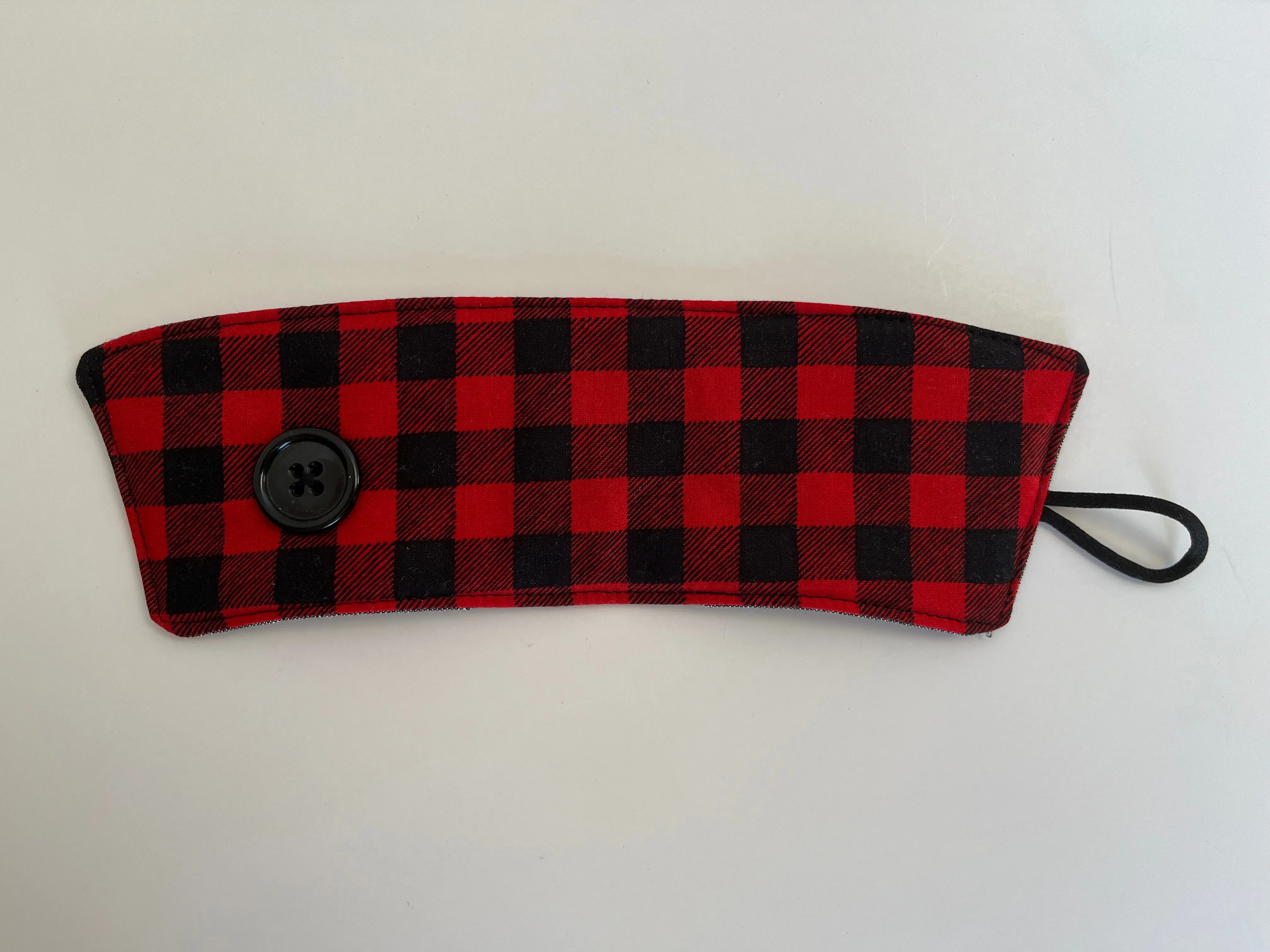 Red Check Buffalo Plaid Coffee Cup Cozy, fabric coffee sleeve