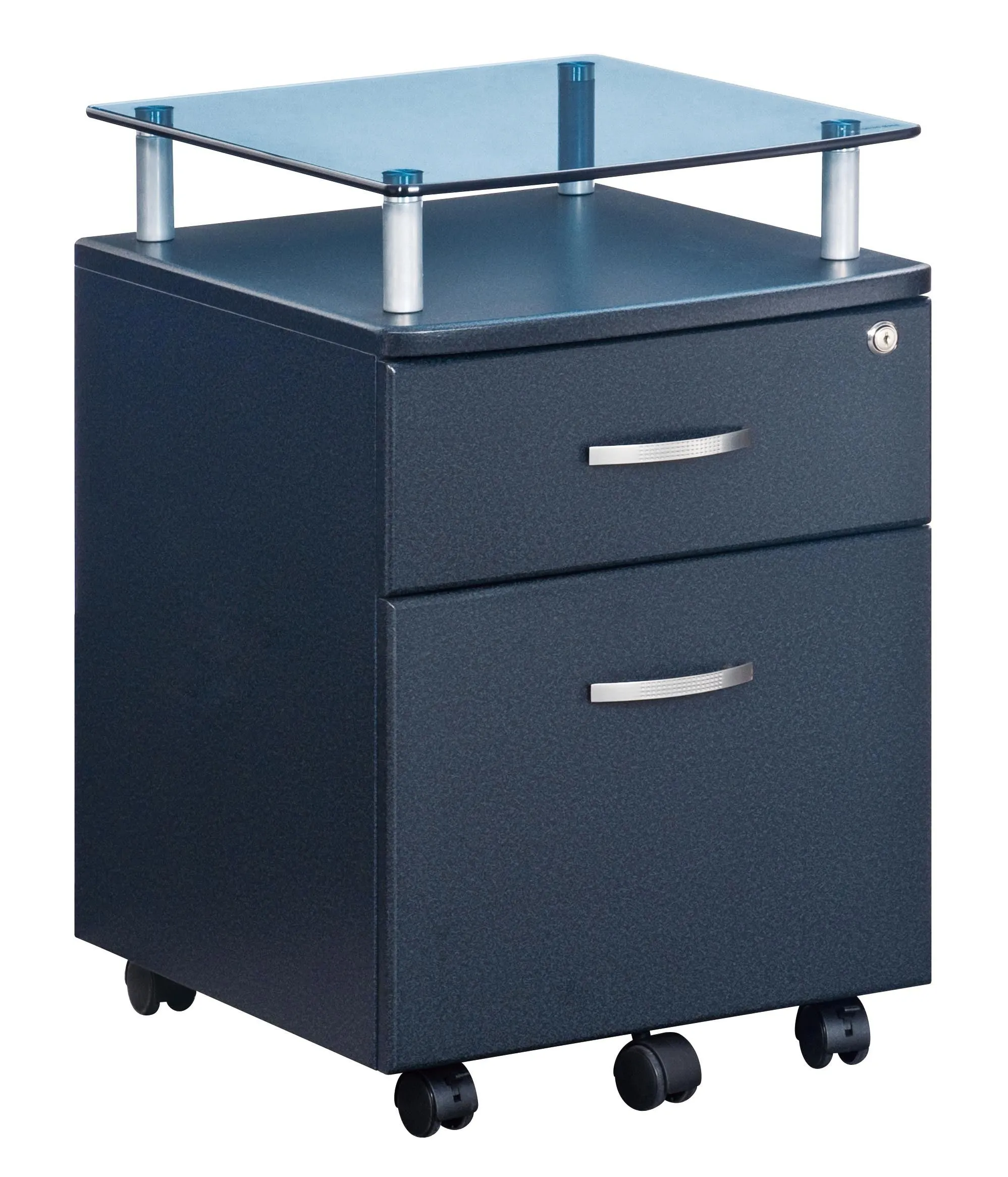 Rolling File Cabinet with Glass Top