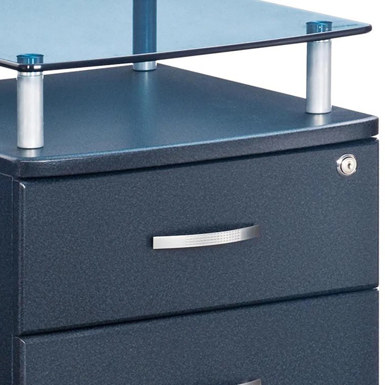 Rolling File Cabinet with Glass Top