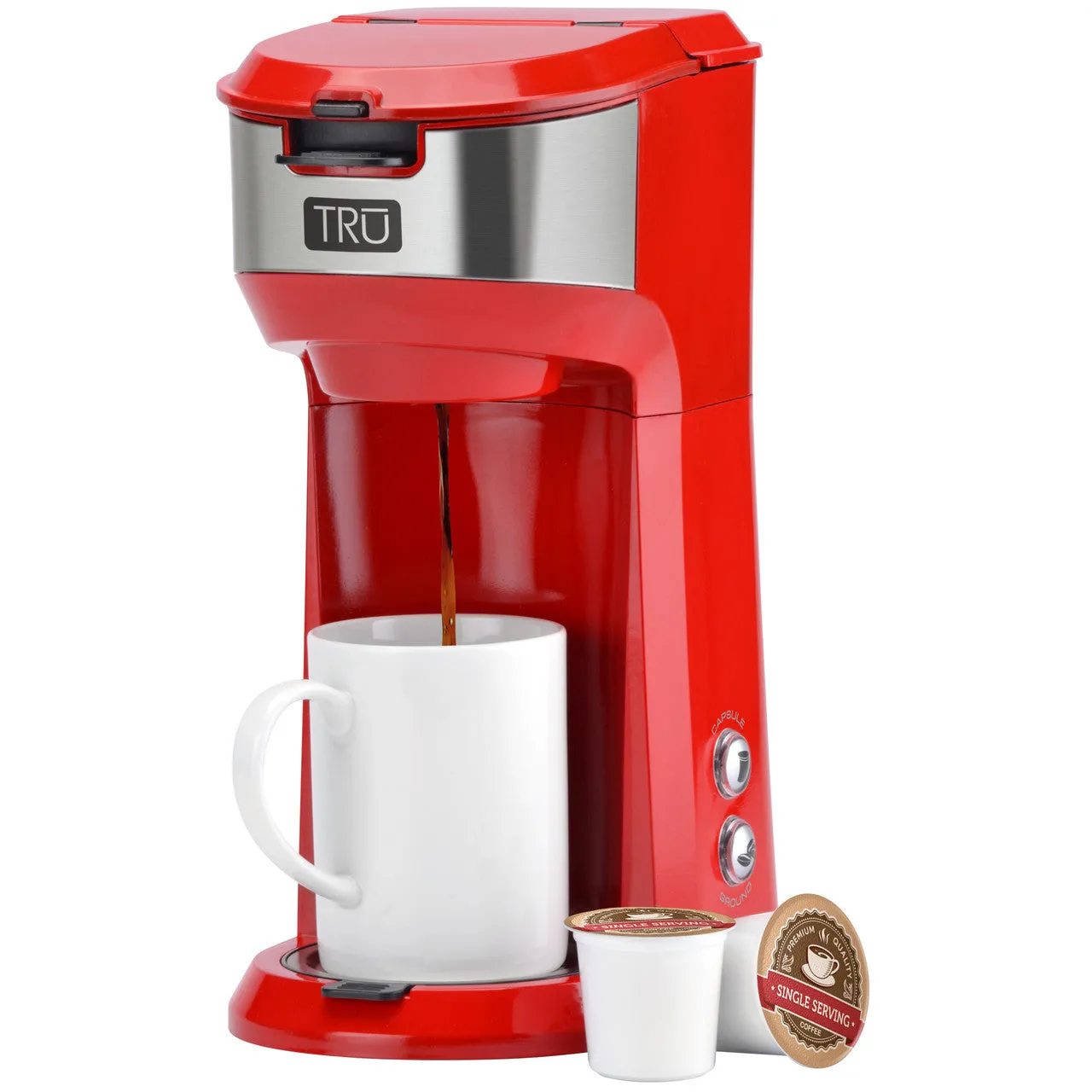 Single Serve Dual Brew Coffee Maker with Stainless Accent