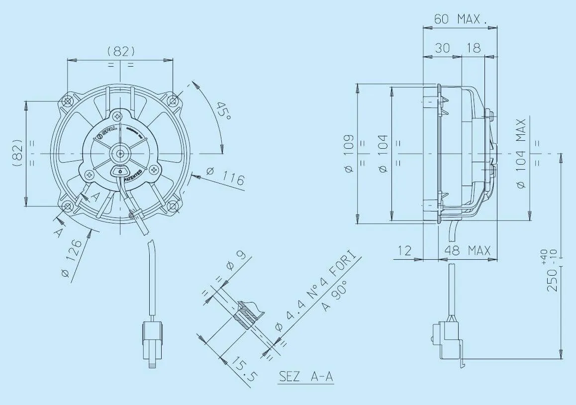 SPAL Electric Fan (4" - Pusher Style - Low Profile - 124 CFM) 30103009