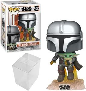 Star Wars: The Mandalorian - Mandalorian Flying with The Child (Bundled with Box Protector)