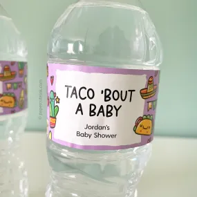 Taco Bout A Baby Water Bottle Sticker Labels