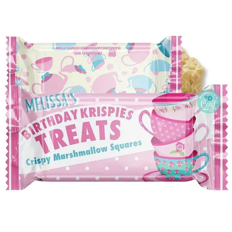 Tea Party Favors Birthday Rice Krispy Treats Wrappers  Personalize & Print Today | Tea Party Decorations