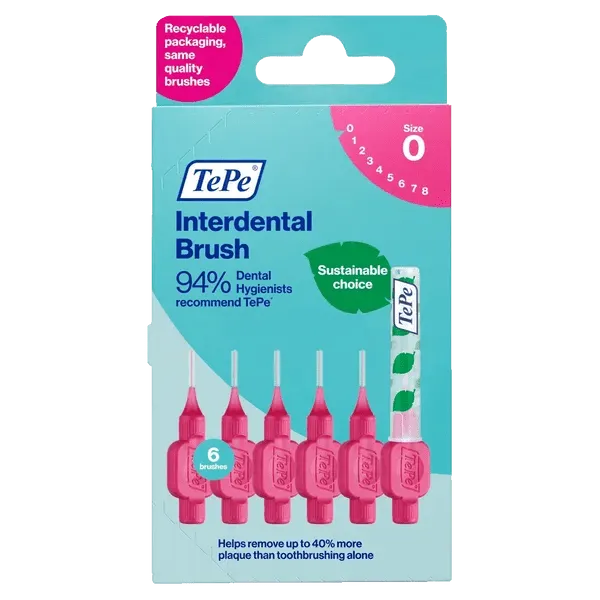 Tepe Interdental Brushes Pink 0.4mm Pack of 6