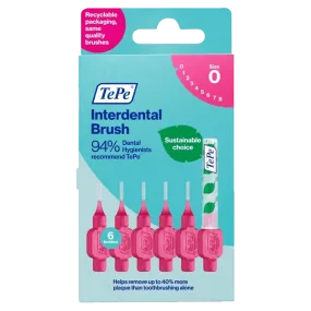 Tepe Interdental Brushes Pink 0.4mm Pack of 6