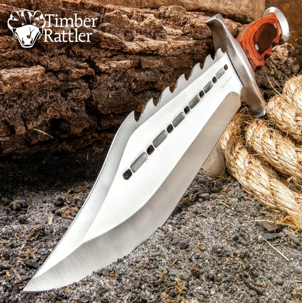 Timber Rattler Sinful Spiked Bowie Knife With Nylon Sheath