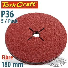 TORK CRAFT FIBRE DISC 180MM 36 GRIT 5/PACK ABR54036