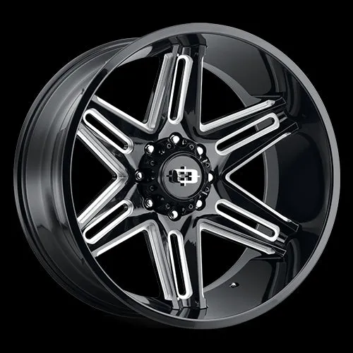 Vision Off-Road 363 Razor 24X12 8X170 -51mm Gloss Black Milled Spoke