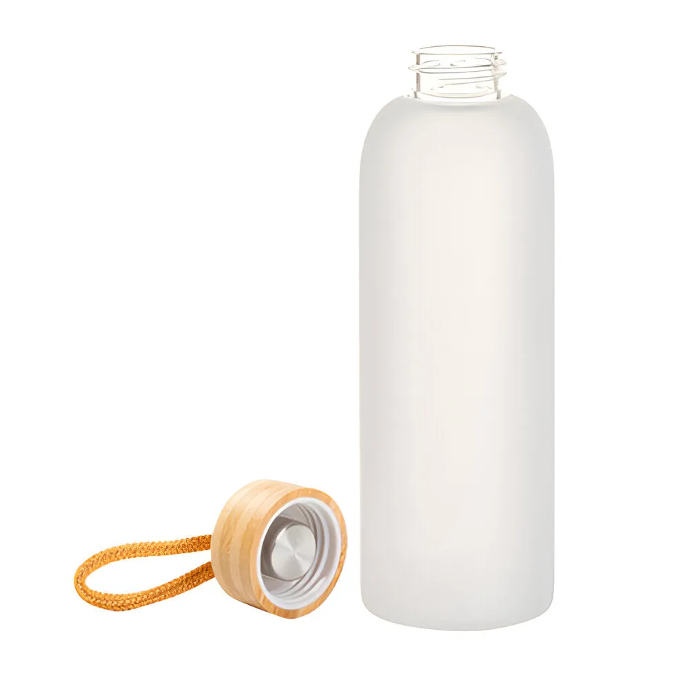 Water Bottles - Glass - 750ml Frosted Glass Jar with Bamboo Lid