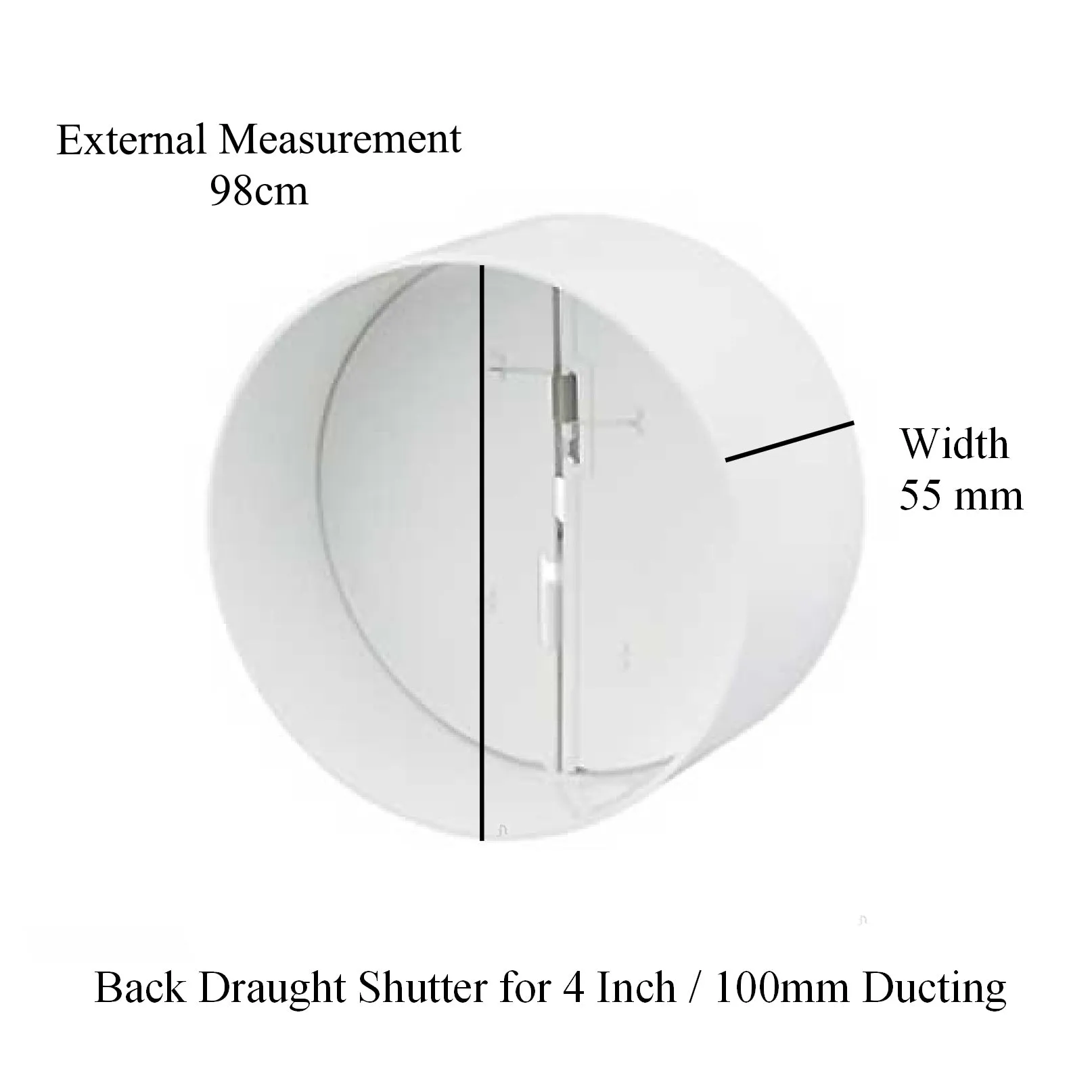 White Hooded Cowl Extractor Air Vent & Back Draught Shutter 4 Inch