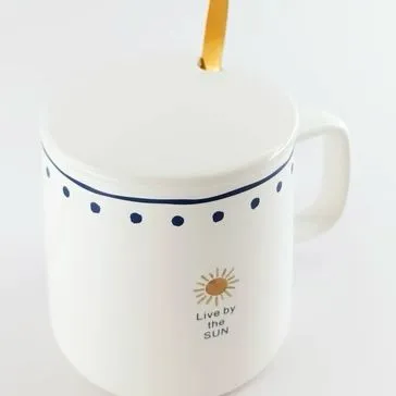 White Luxury Porcelain Weather Prompts Coffee Mug With Lid And Spoon