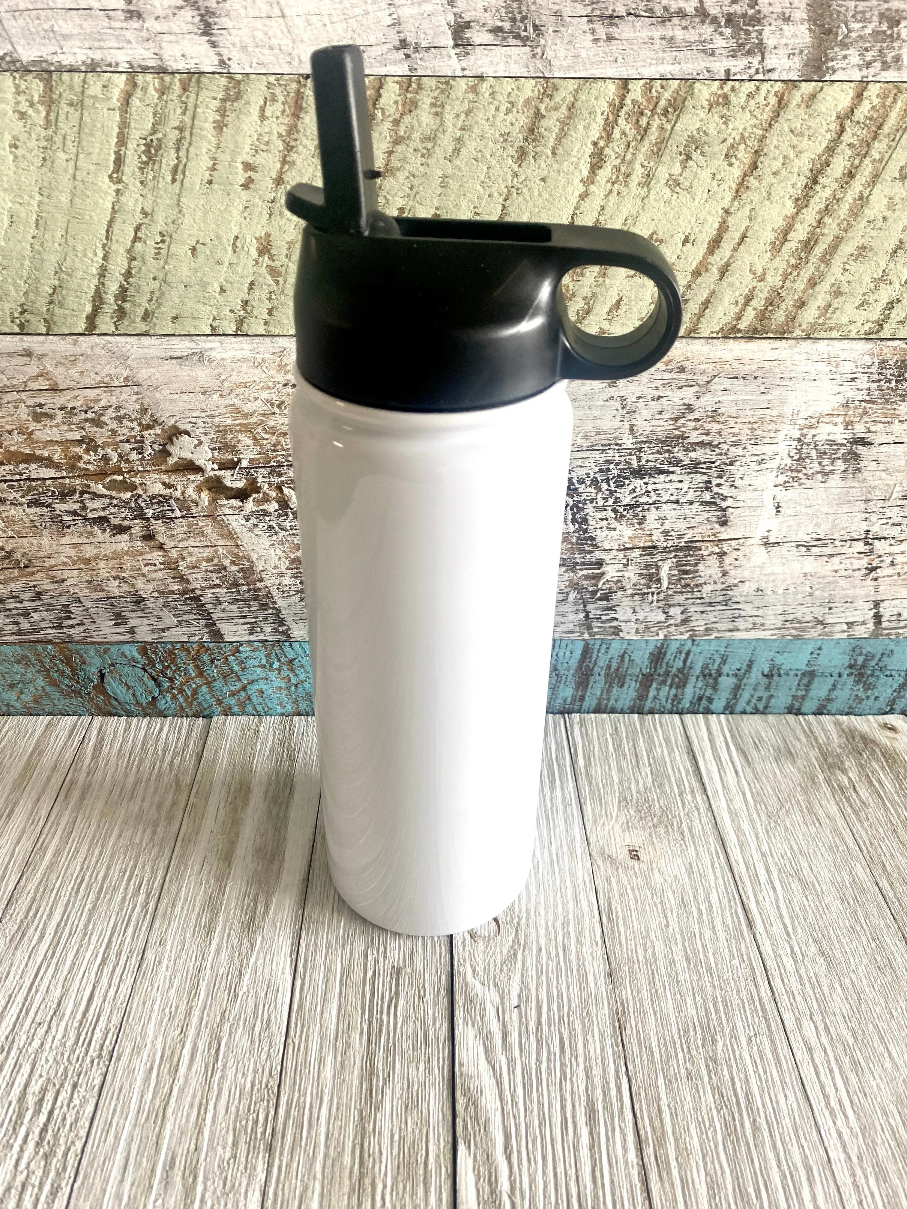 White Sublimation Water Bottle w/Flip up Top