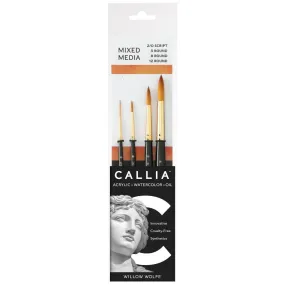 Willow Wolfe Callia Artist Mixed Media StarWillow Wolfe Callia Artist Mixed Media Basic Brush Set Script and Roundser Brush Set Liner, Round, Angle, Flat*