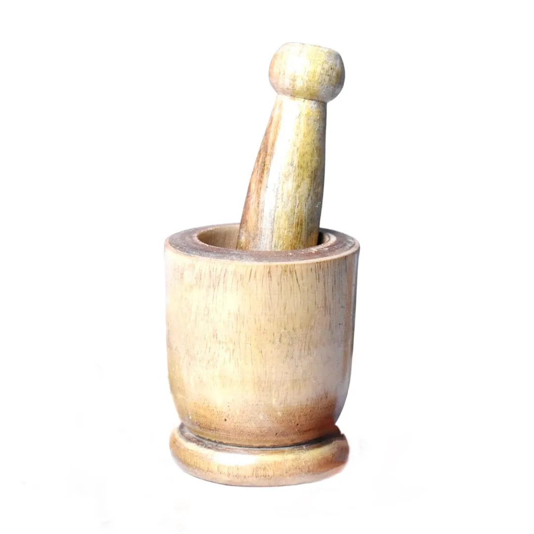 Wooden Grinder With Musal/Mortar and Pestle 12 x 6 x 9 cm