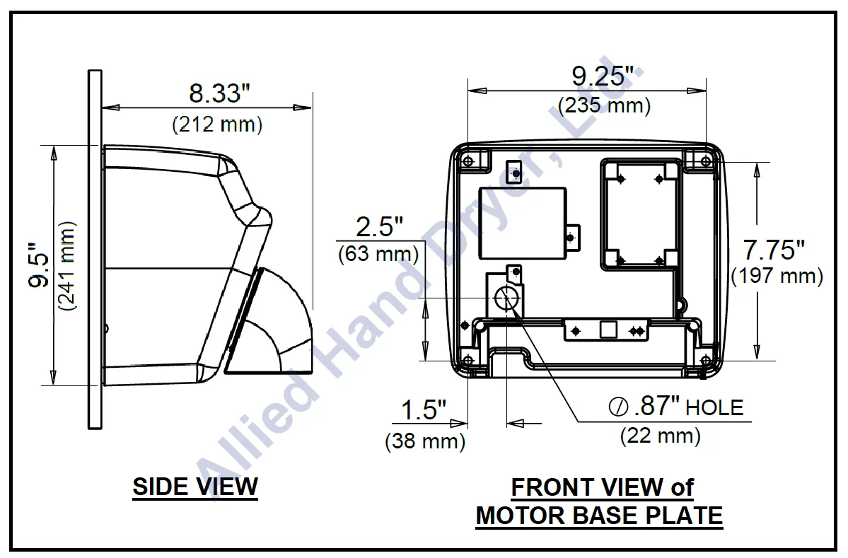 WORLD DRYER® DA5-974 Model A Series Hand Dryer - White Epoxy on Steel Push Button Surface-Mounted