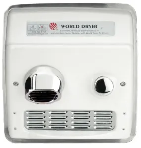 WORLD DRYER® RA548-Q974 Model A Series Hand Dryer - Cast-Iron  White Porcelain (50 Hz ONLY - NOT for use in North America)