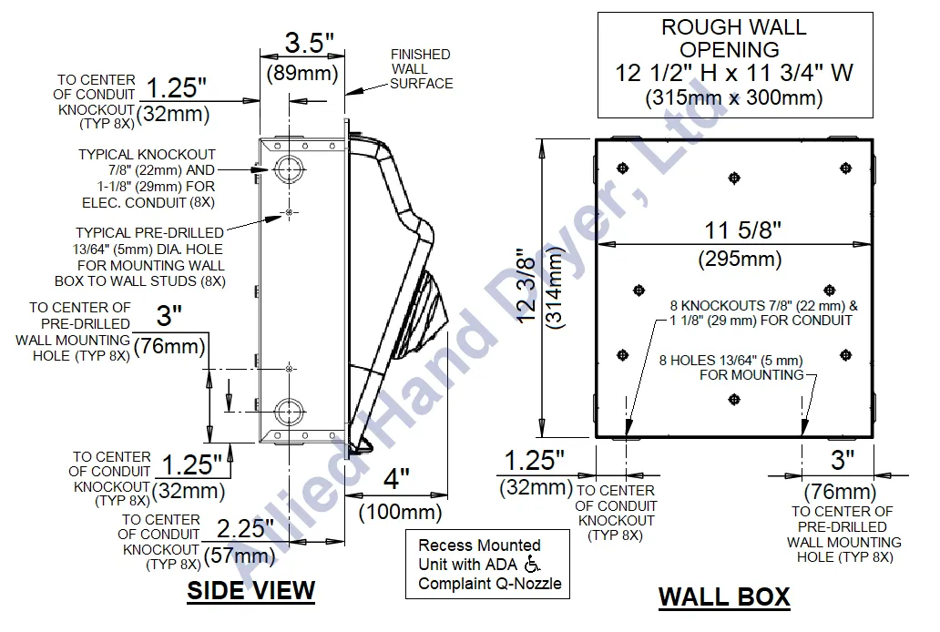 WORLD DRYER® RA548-Q974 Model A Series Hand Dryer - Cast-Iron  White Porcelain (50 Hz ONLY - NOT for use in North America)