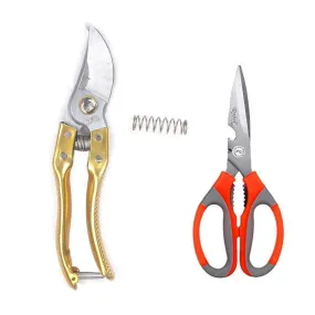 Your Brand Gardening Combo - Steel Garden Shears Pruners Scissor & Household/Garden Scissor